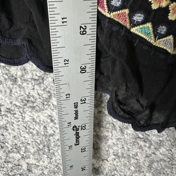 Johnny Was Tunic Shirt Womens XL Black Embroidered Boho Floral Peasant Top - Picture 4 of 6